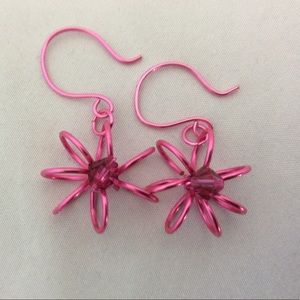 Handmade Pink Flowers with Crystal Earrings ❗️ON SALE ❗️